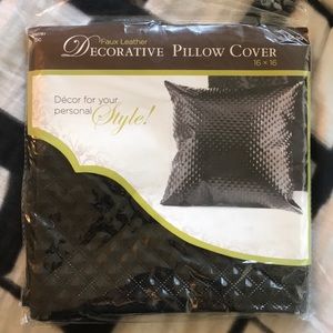 Faux Leather Decorative Pillow Case 16x16